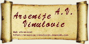 Arsenije Vinulović vizit kartica